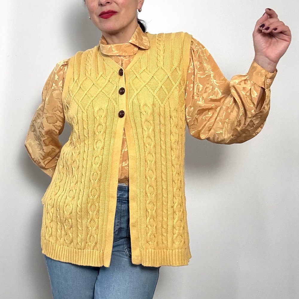 Vintage - Yellow Knit Vest Size S